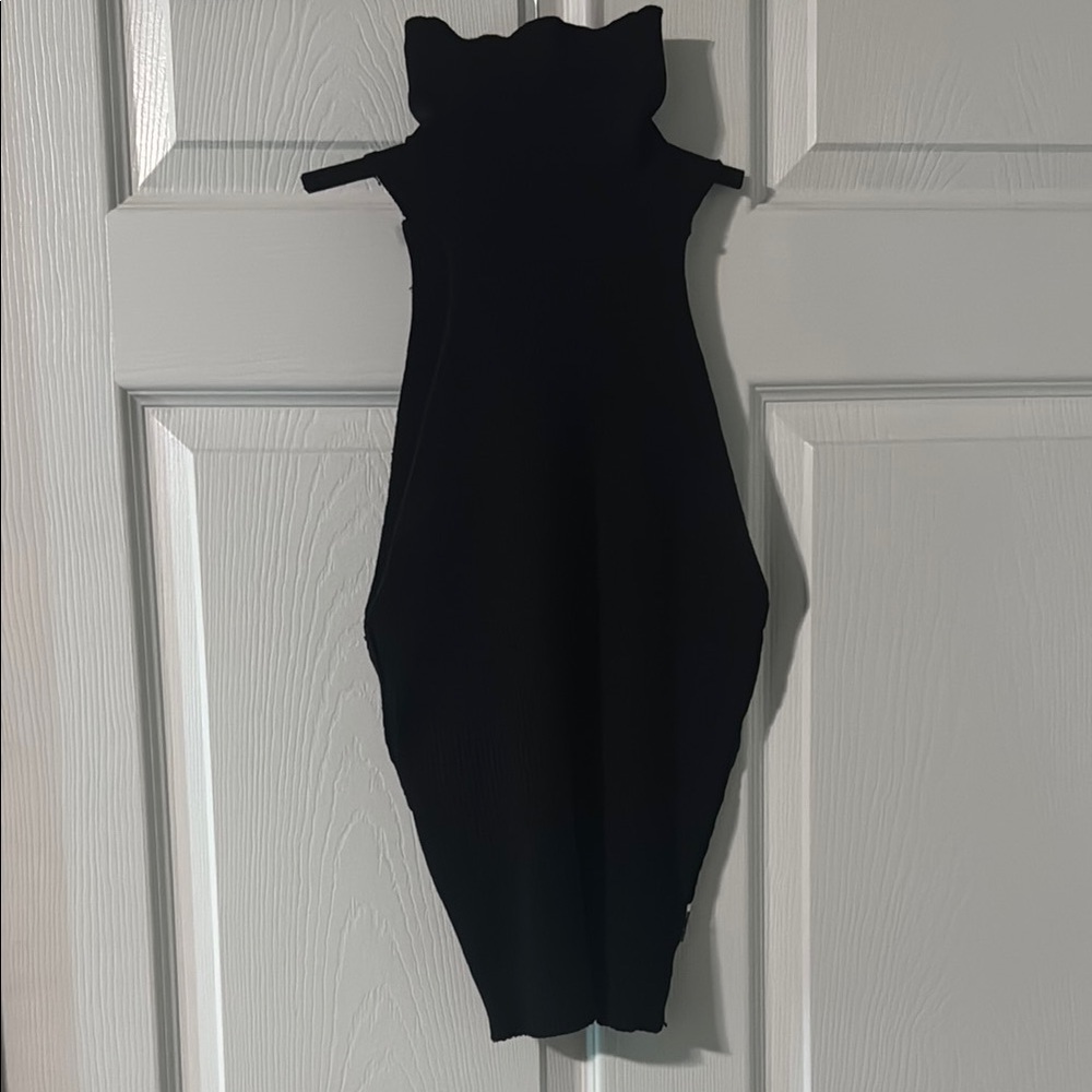 Black Strapless Turtleneck Top